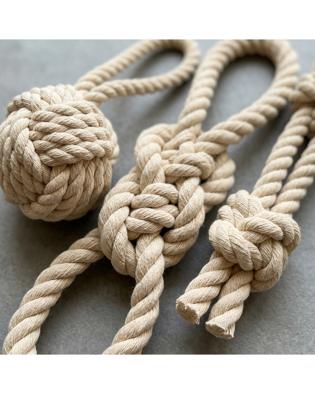 Zbwnf Cotton Rope Dog Toys Three Piece Natural - Detail view