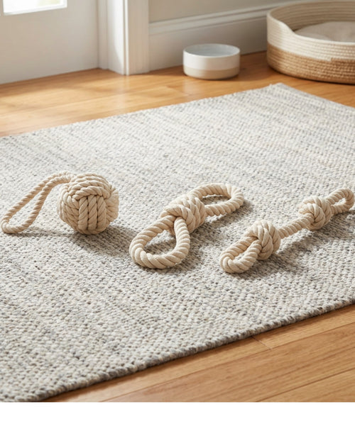 Zbwnf Cotton Rope Dog Toys Three Piece Natural - Lifestyle view