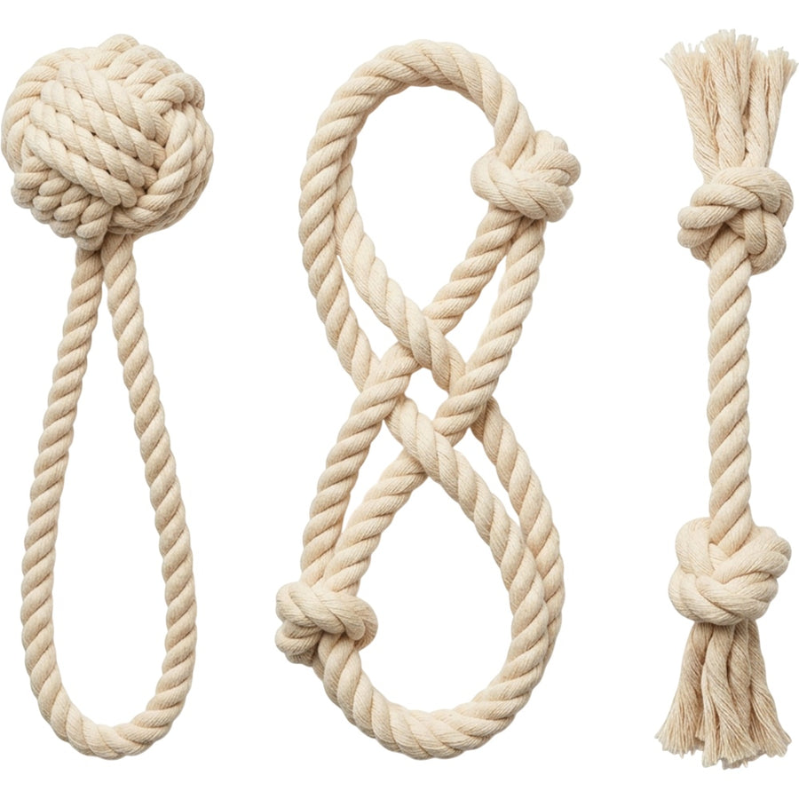 Zbwnf Cotton Rope Dog Toys Three Piece Natural