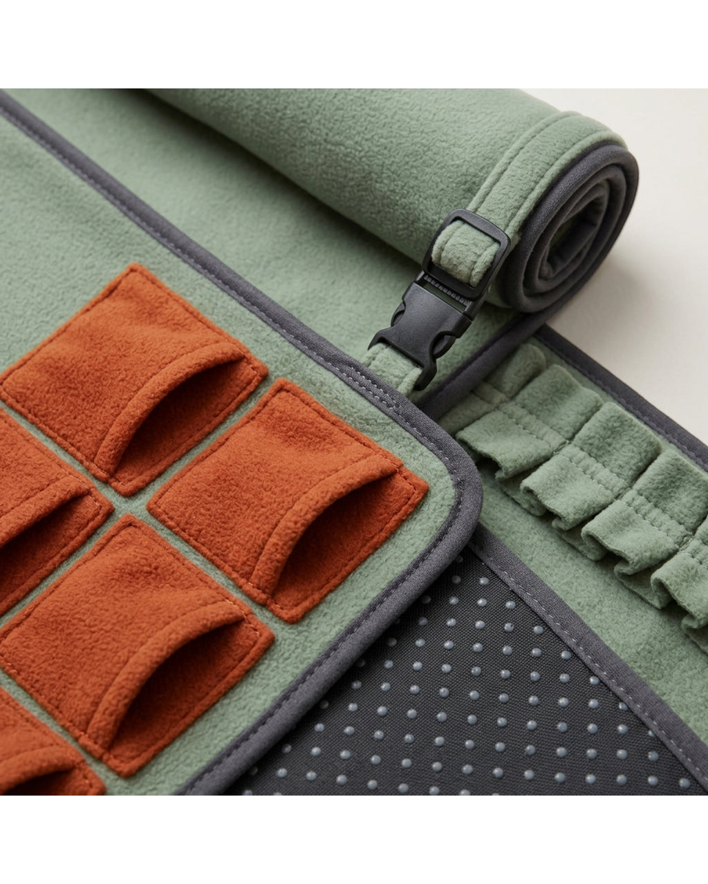 Zbwnf Fleece Treat-Pocket Activity Mat 70 x 50 cm Sage Rust - Detail view